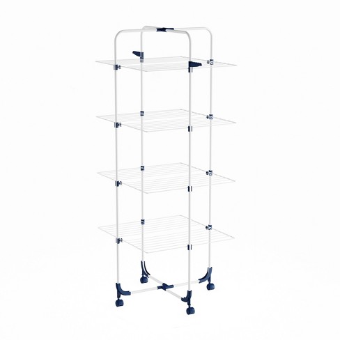 Clothes Drying Rack 4 Tiered Laundry Station with Collapsible Shelves and Wheels for Folding Sorting and Air Drying Garments by Hastings Home