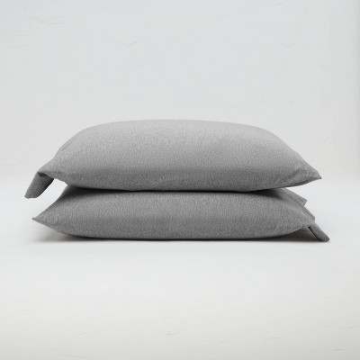 Standard Jersey Solid Pillowcase Set Light Gray - Casaluna™