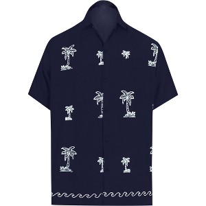 LA LEELA Men's Hawaiian Shirt Fashion Button Down Short Sleeves Holidays Aloha Party Casual Tops Summer Beaches Shirts for Mens - 1 of 4