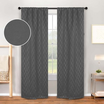 Modern Farmhouse Textured Waves Room Darkening Blackout Curtains, Set Of 2,  52 X 108, Charcoal - Blue Nile Mills : Target