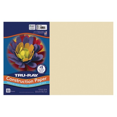 Tru-Ray CONSTRUCTION PAPER, 12" X 18", 50 SHEETS - IVORY (Pack of 6)