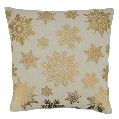 Saro Lifestyle Foil Print Snowflake Throw Pillow With Down Filling