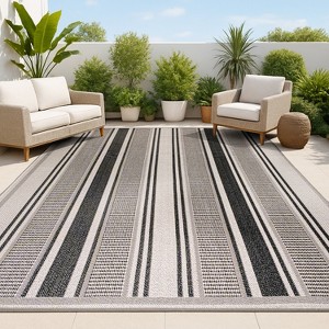 Haynes Modern Double Stripe Indoor/Outdoor Area Rug - JONATHAN Y - 1 of 4
