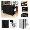 Mobile Kitchen Island Cart, Rolling Kitchen Island With 2 Drawers, 4 Doors Cabinet, Kitchen Island on Wheels for Hotel Kitchen Dinning Room - 2 of 4