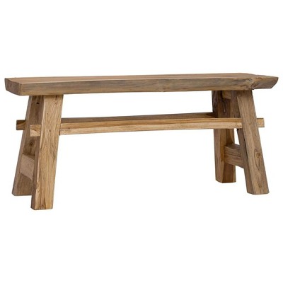vidaXL Bench Mixed Recycled Wood and Solid Teak 39.4"x11"x16.9"