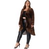 Agnes Orinda Women's Plus Size Velvet Layered Mesh Hem Open Front Long Sleeve Cardigans - 3 of 4