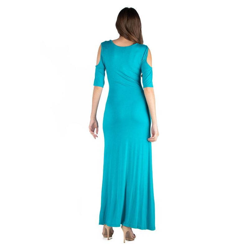 24seven Comfort Apparel Womens Half Sleeve Maxi Dress, 3 of 5