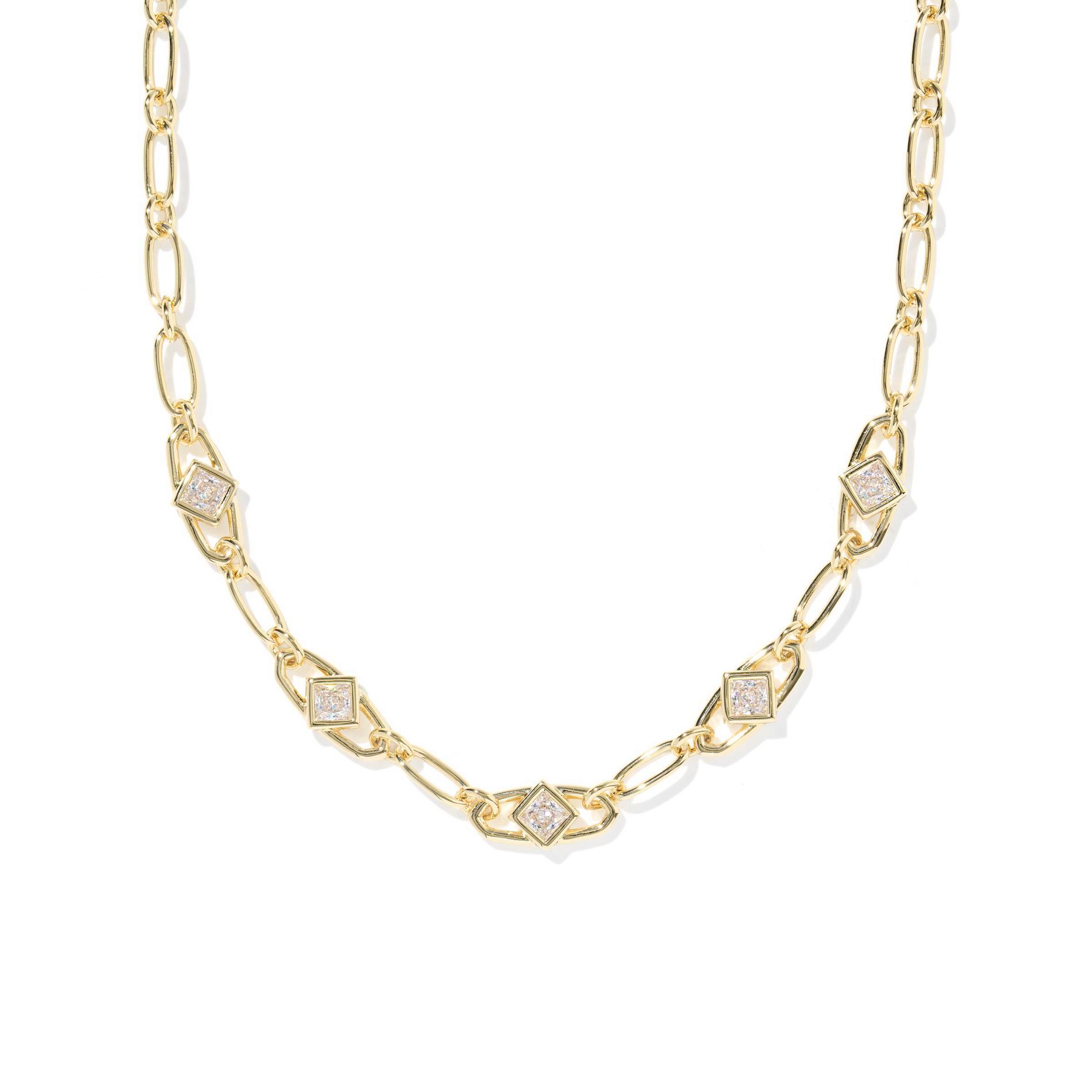 Kendra Scott Belle Cubic Zirconia Chain Necklace - Gold/White
