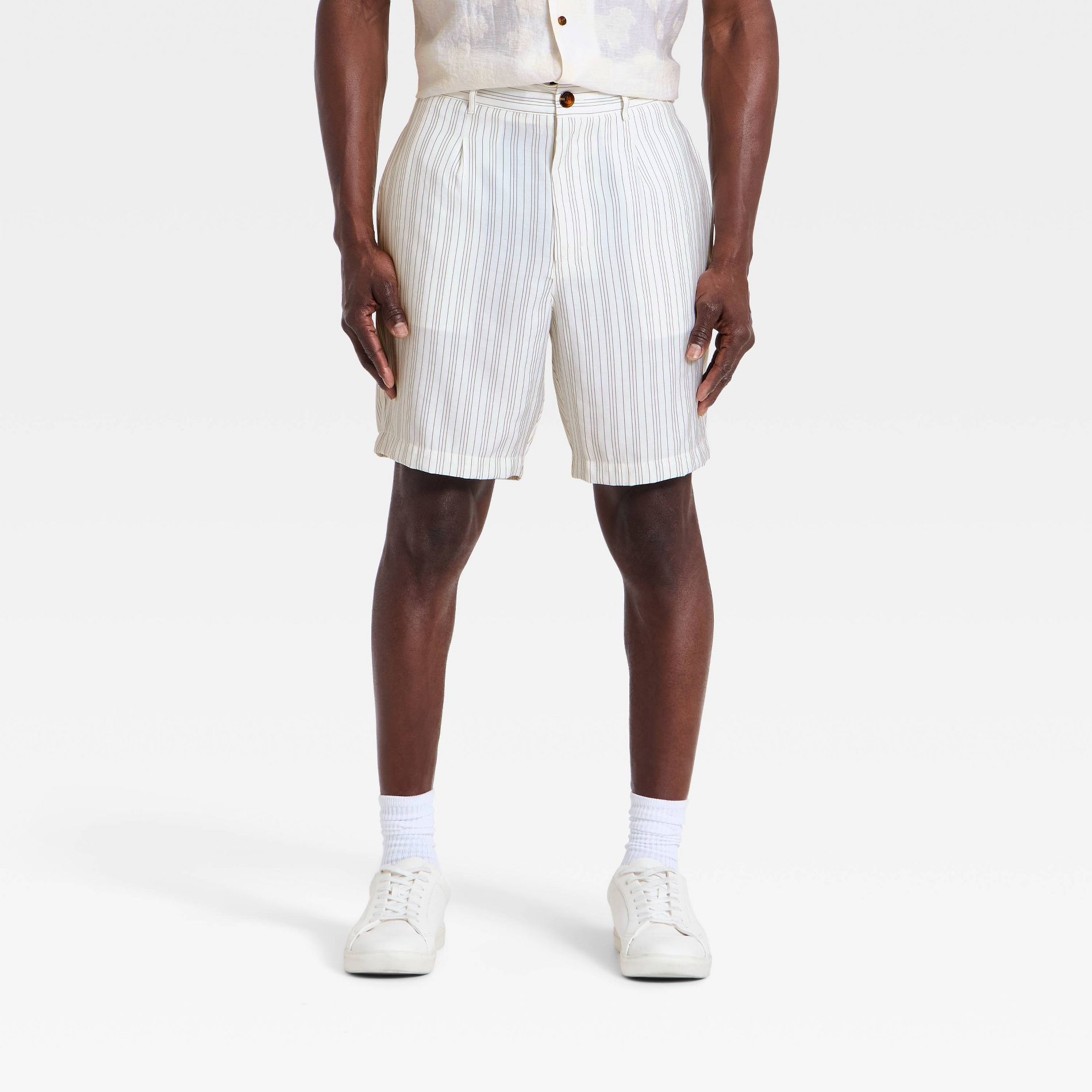 Houston White Men's Striped Bermuda Shorts - Cream