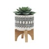 Set of 2 Geometric Ceramic Planters on Wooden Stand Gray - Sagebrook Home: Indoor/Outdoor Decorative Pot Set - image 4 of 4