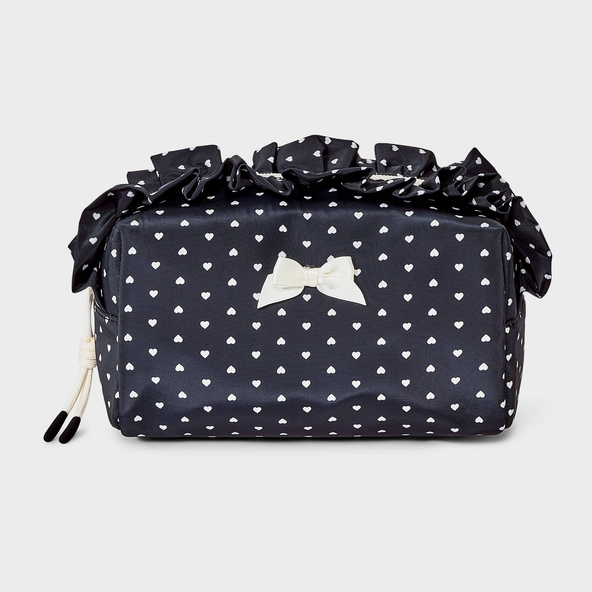 Girls' Heart Printed Ruffle Rectangle Ribbon Bow Pouch - art class™ Black