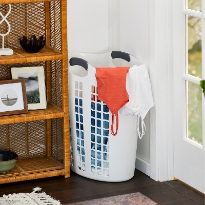 White Stackable Plastic Ventilated Upright Laundry Hamper, 26"