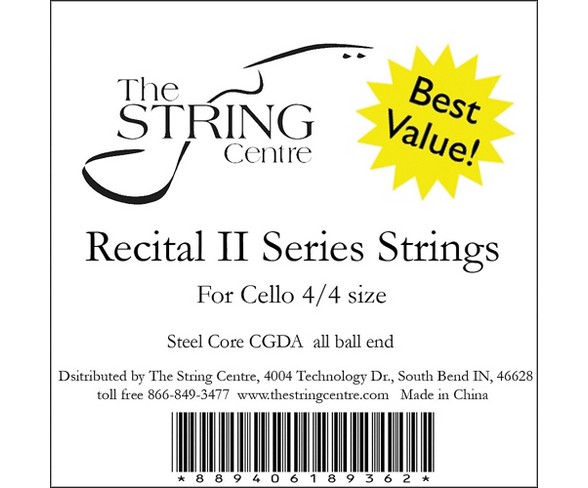 The String Centre Recital II Cello String Set 1/2 Size set