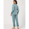 Allegra K Women's Flannel Button Down Lounge Winter Long Sleeves Pajama Sets - 3 of 4