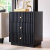 SinCiDo Fluted Nightstand with Charging Station, 21.65" Wide Modern Wood Bedside Table w/3 Storage Drawers for Bedroom, Living Room - 3 of 4