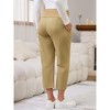 INSPIRE CHIC Womens Cotton Maternity Pants Straight Slacks Over Belly Casual Work Cropped Pregnancy Trousers with Pockets - 4 of 4