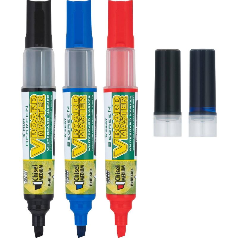 Pilot 3pk VBoard Master Dry Erase Markers Chisel Tip Multicolored Ink with Bonus Refills&#160;, 4 of 11