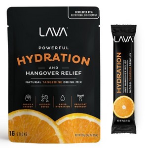(16-Pack) LAVA Hydration & Hangover Aid Electrolyte Tangerine Powder Drink Mix - 1 of 4