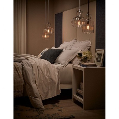 Riviera Vintage-Inspired Clear Glass Globe Pendant with Brushed Nickel Finish