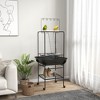 PawHut Bird Stand with Wheels, Perches, Stainless Steel Feed Bowls, Pull-Out Tray, Toy Hanger for Indoor Outdoor Small Parrot, Dark Gray - 2 of 4