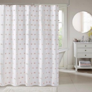 SEVOBAL Shower Curtain Casual Design with All Over Pom Pom Detail Easy to Coordinate with Bathroom Decor, Blush, 72"*72"*0.13" - 1 of 4