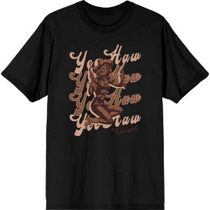 Yeehaw! Pin Up Cowgirl Adult Crew Neck Short Sleeve Tee - 1 of 2