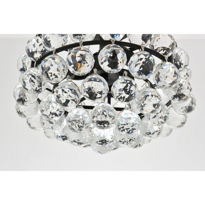 Savannah 12" Black Iron and Crystal Flush Mount
