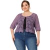 Agnes Orinda Women's Plus Size Round Neck Sheer 3/4 Sleeve Lace Elegant Cardigans - 3 of 4