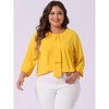 Agnes Orinda Women's Plus Size Stylish Tie Neck 3/4 Ruffle Sleeves Work Office Blouses - 2 of 4
