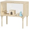 PawHut Wooden Hamster Cage with Legs, Gerbil Cage with Seesaw, Hut, Water Bottle & Food Dish, Hamster Habitat for Syrian, Dwarf, Mouse, Nature Wood - 4 of 4