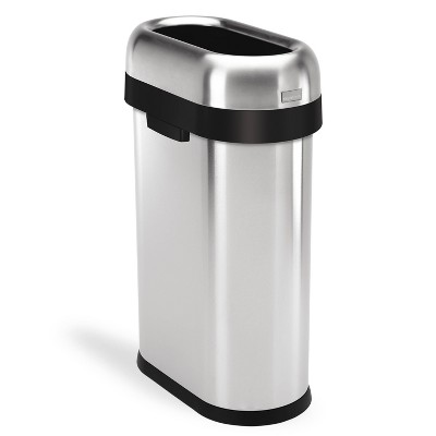 simplehuman 55 Liter / 14.5 Gallon Commercial Swing Top Trash Can,  ADA-Compliant, 11-20 Gallons, Brushed Stainless Steel