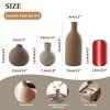 Itopfox Ceramic Vase Set 3 Piece Brown Pottery Vases for Fresh or Dried Flowers Pampas Grass Home Decor Table Living Room Bedroom - 2 of 4