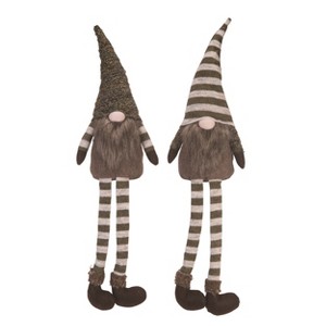 Transpac Rustic Green Gnome Shelf Sitter Set of 2 Christmas Home Decorations - 1 of 1