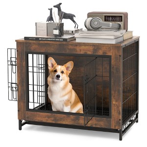 Tangkula Industrial Dog Crate Furniture Heavy-duty Kennel Cage w/ 3 Chew-proof Walls Small - 1 of 4