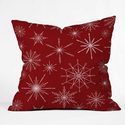 16"x16" Jacqueline Maldonado Snowflakes Square Throw Pillow Red - Deny Designs