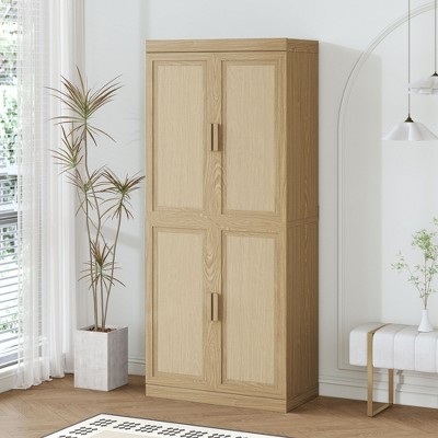 PexFix 72"x31"x16" Wood Accent Cabinet with Adjustable Shelves in Natural Color