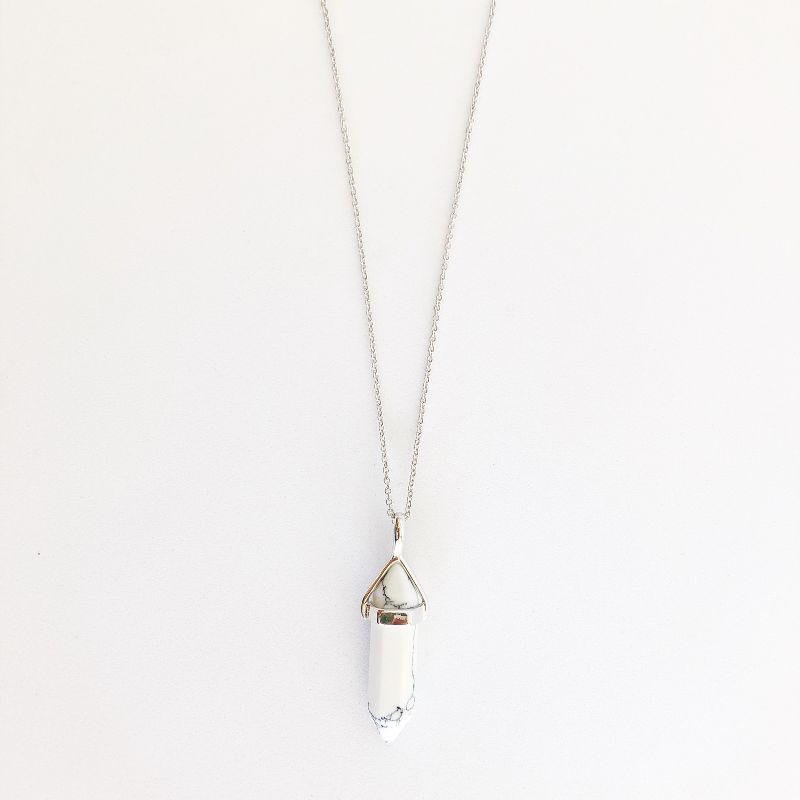 Sanctuary Project by sanctuaire Semi Precious White Howlite Crystal Pendant Necklace Silver, 1 of 3