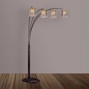 1pc Arc Modern Floor Lamp Classic Luxury Sleek Multi-head Half Moon Radiant Crystal-encrusted Sleek Metallic Stems Living Room Arc Lamp,Black - 1 of 4