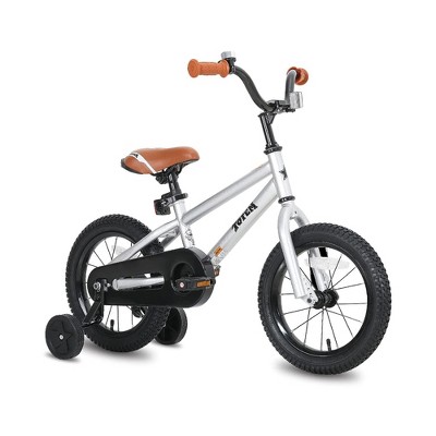 JOYSTAR Totem Kids Bike, Boys and Girls Bicycle for Ages 5-9, 45 to 57 Inches Tall, with Training Wheels, Kickstand, & Coaster Brakes, 18 Inch, Silver