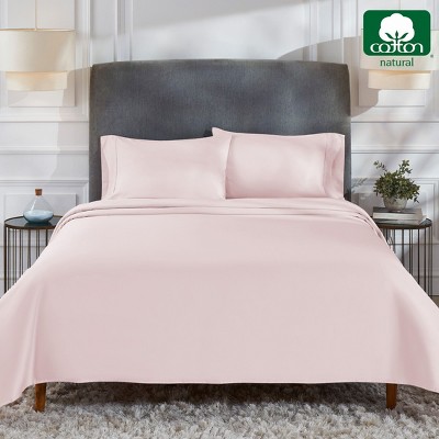 California King Soft Pink Cotton Sateen Sheet Set