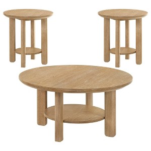 Coaster,Ottowa 2-piece Round Wood Coffee Table Set - 1 of 4