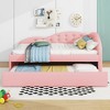 NicBex Twin Size Upholstered Daybed 79" L Modern Wooden Bed Frame with Trundle for Bedroom, Living Room, No Box Spring Required, Space Saving, Pink - image 2 of 4