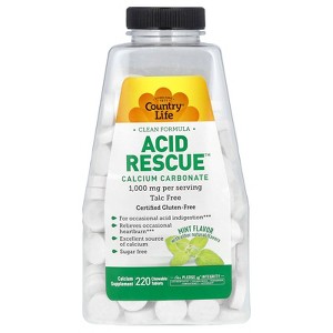 Country Life Acid Rescue, Calcium Carbonate, Mint, 1,000 mg, 220 Chewable Tablets (500 mg per Tablet) - 1 of 2