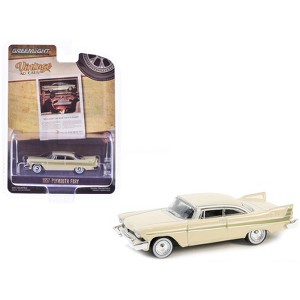 1957 Plymouth Fury Beige with Gold Metallic Stripes "Vintage Ad Cars" Series 10 1/64 Diecast Model Car by Greenlight - 1 of 3