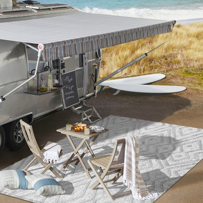 Modern Moroccan Diamond Light Gray Synthetic Area Rug - Reversible and Easy Care