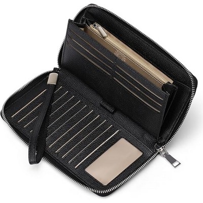 Acoinel Zippered Multi Card Wallet with Wristlet Strap for Women