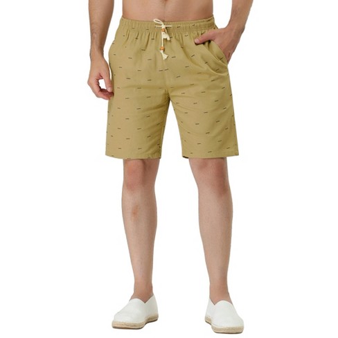 Tatt 21 Men's Summer Casual Patterned Swim Board Shorts Khaki 32