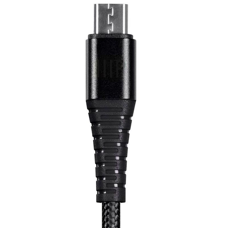 Monoprice USB 2.0 Micro B to Type A Charge & Sync Cable - 6 Feet - Black | Nylon-Braid, Durable, Kevlar-Reinforced - AtlasFlex Series, 5 of 7