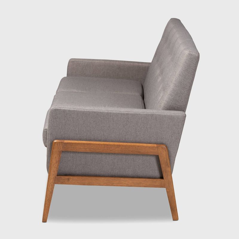 Perris Upholstered Wood Sofa Light Gray/Walnut - Baxton Studio, 4 of 11