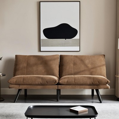 Convertible Futon Sofa Couch Bed, Modern Memory Foam Sleeper Loveseat Sofa with Adjustable Armrests & Backrests - Leovsnove
